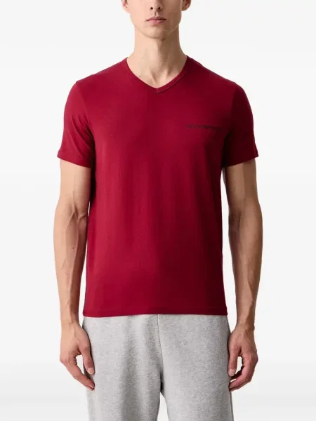 Tricou Emporio Armani cu imagine cu decolteu în V roșu