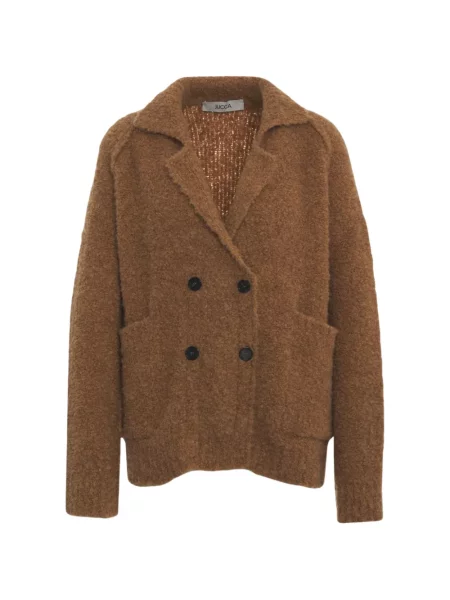 Bouclé cardigan Jucca cu două rânduri de nasturi maro