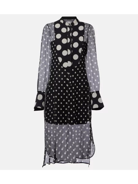 Rochie midi Nina Ricci de mătase transparente până la genunchi negru