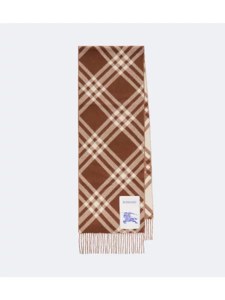Szal Burberry z kaszmiru w kratę brązowa