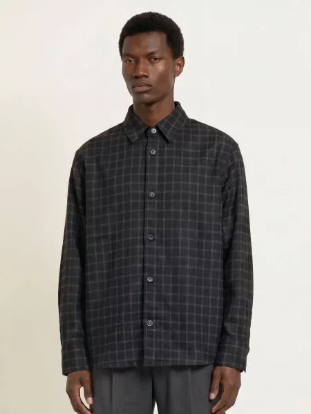 A.P.C. Flanelová Košile Bobby Comfort Fit / tmavě šedá černá