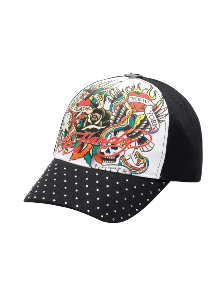 Ed Hardy Șapcă True Til Death negru alb