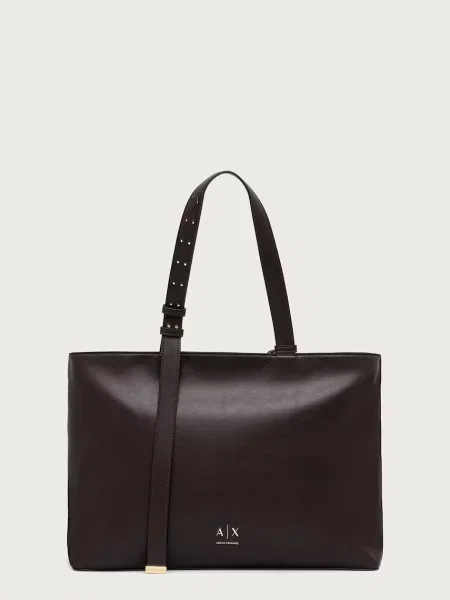 Armani Exchange geantă shopper pentru femei cu imitație de piele maro