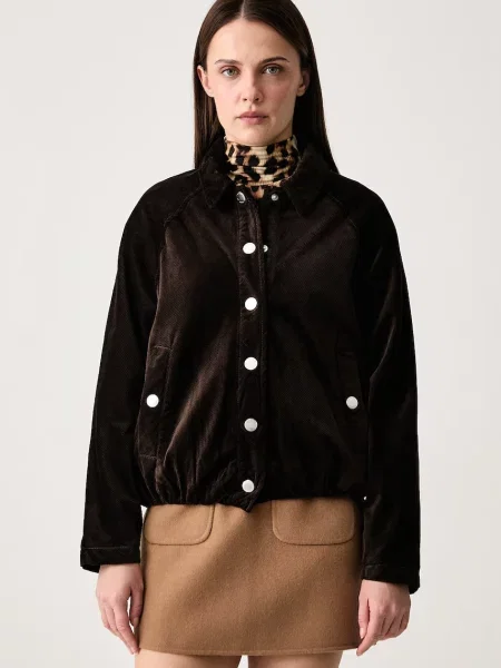 DKNY bunda manšestrová hnědá