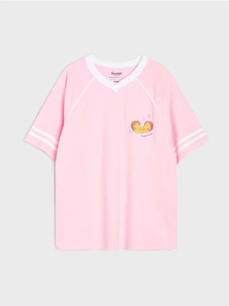Sinsay oversize tričko s potiskem Gudetama růžová
