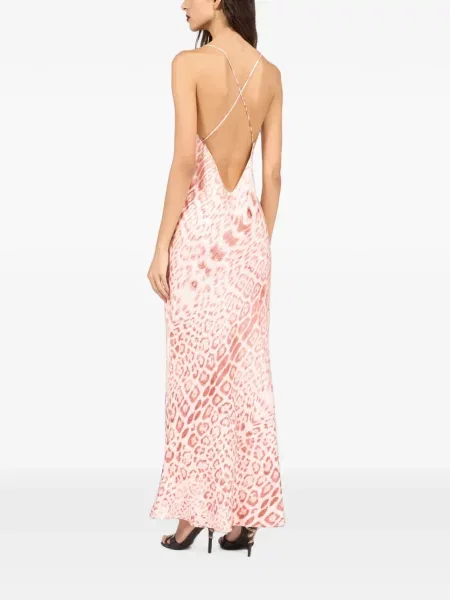 Rochie maxi Roberto Cavalli cu imagine roz
