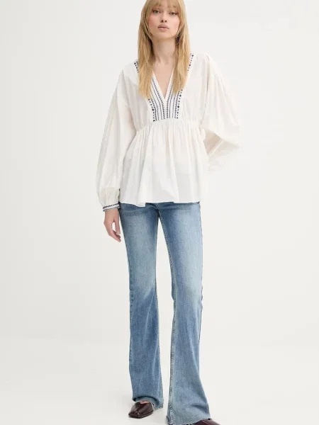 A.P.C. bluzka blouse vera z aplikacją beżowy