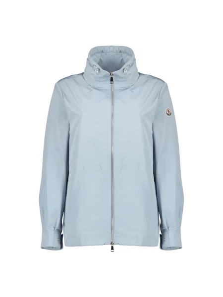 Krótka parka Moncler z kapturem niebieska
