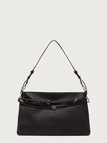 Pinko torebka crossbody skórzana brązowa