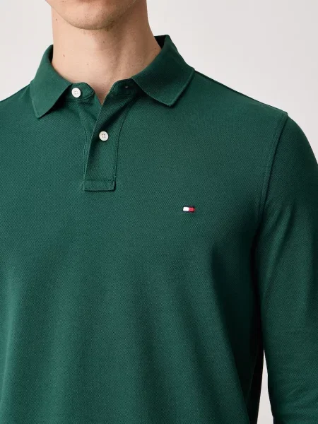 Tommy Hilfiger longsleeve z bawełną zielona