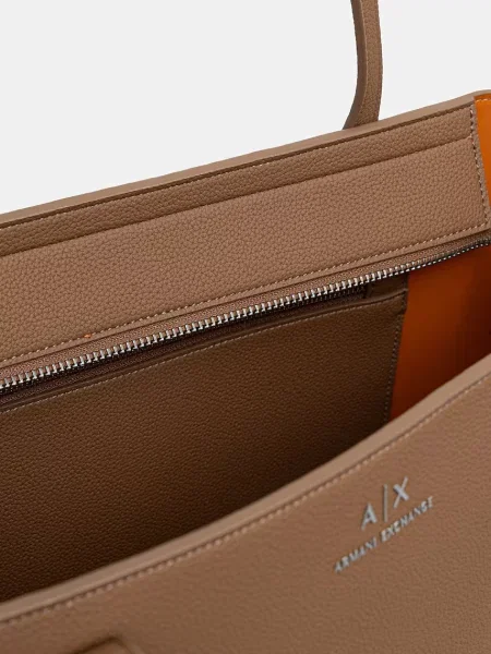 Műbőr shopper táska Armani Exchange barna