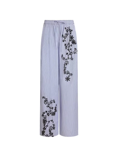 Pantaloni Dolce & Gabbana cu broderie cu dungi din poplin albastru