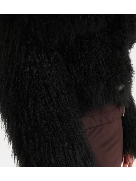Geacă The Attico din piele de oaie negru