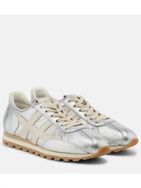 Sneakerși Hogan din piele argintiu