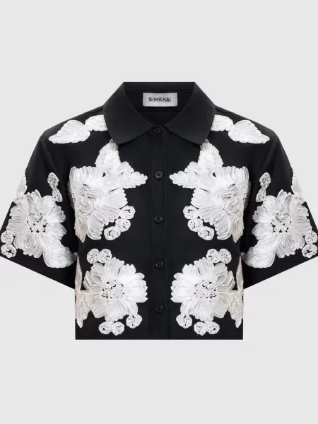 Укорочена сорочка Callie Soutache з льоном Simkhai чорна