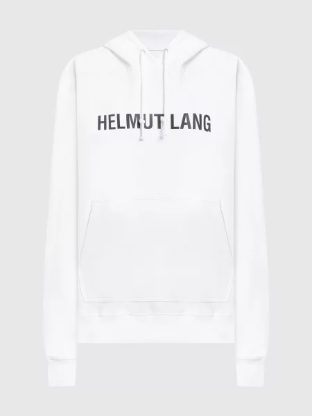 Худі з принтом логотипа Helmut Lang біле