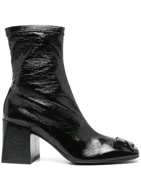 Botine Courreges din piele de lac negru