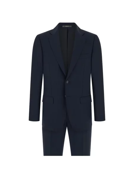 Costum Boggi Milano de lână cu model herringbone albastru