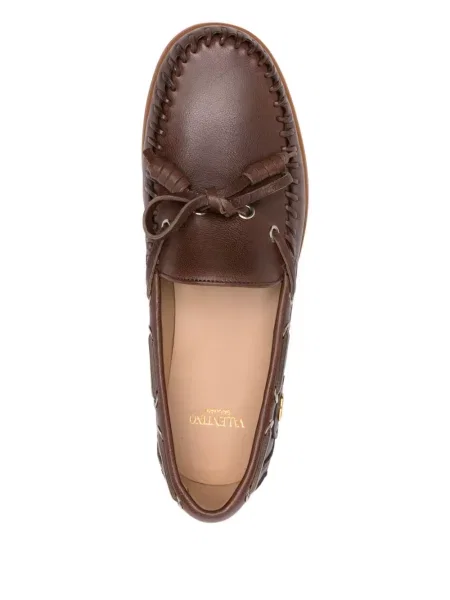 Kožne loaferice Valentino Garavani smeđa