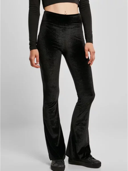 Aksamitne legginsy Urban Classics z wysoką talią czarne