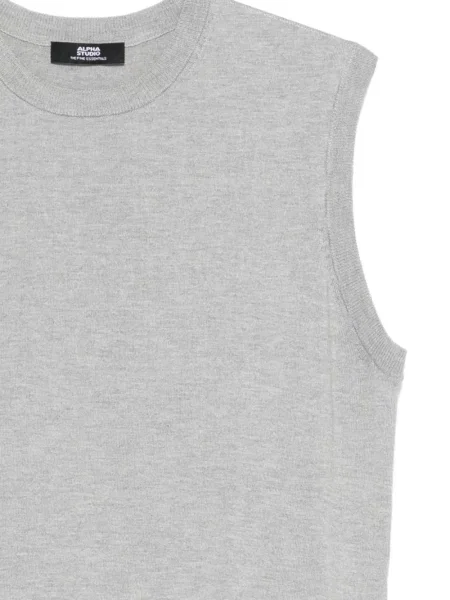 Плетена риза Alpha Studio без ръкави сиво