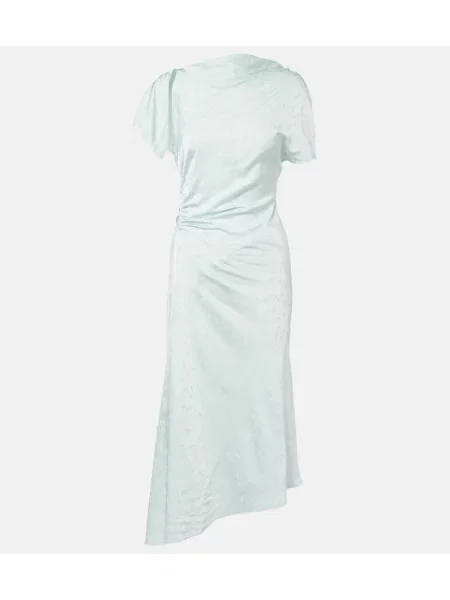 Sukienka Victoria Beckham w kwiatki asymetryczna niebieska