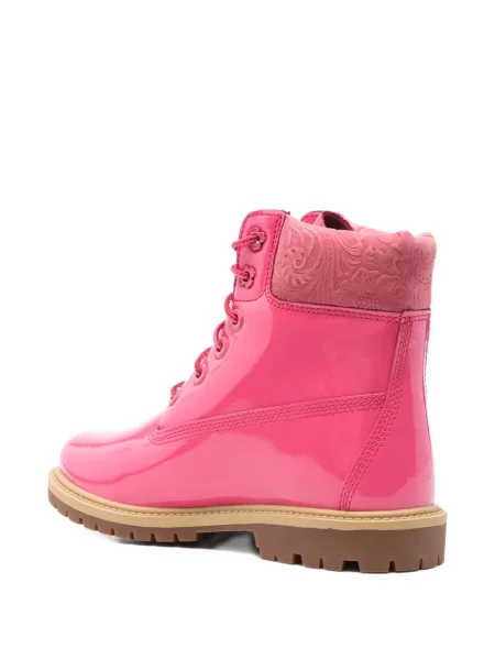 Botine Timberland cu șireturi din piele roz