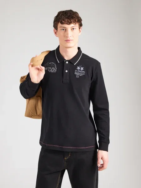 La Martina Tricou negru alb