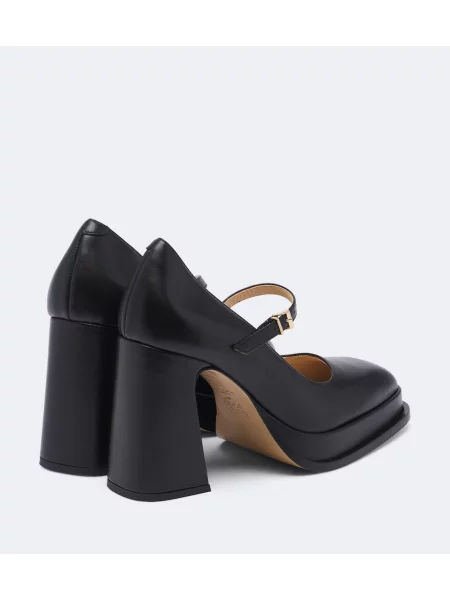 Pantofi cu toc Souliers Martinez din piele cu platformă negru
