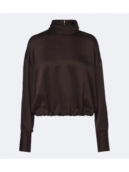 Top Brunello Cucinelli din satin maro