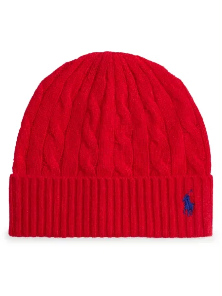 Вълнена шапка Polo Ralph Lauren червено