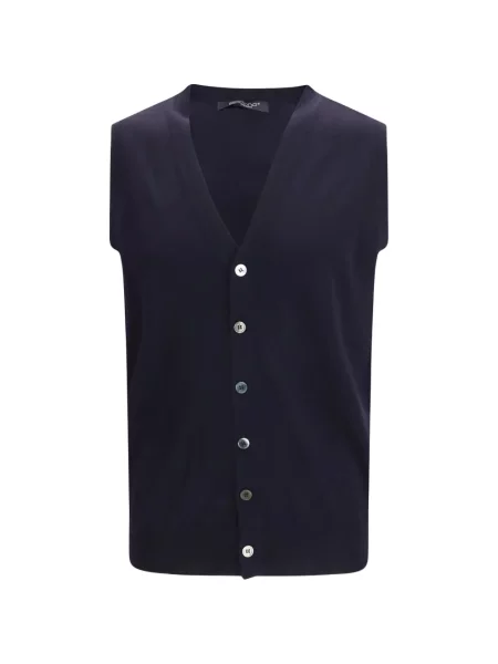 Cardigan Aragona fără mâneci cu decolteu în V albastru