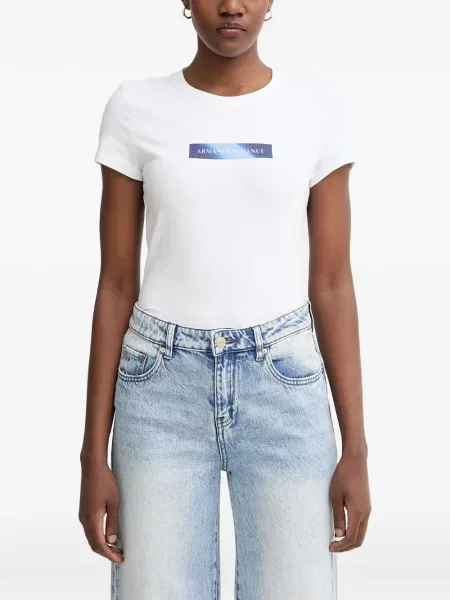 Scurt tricou Armani Exchange cu imagine alb
