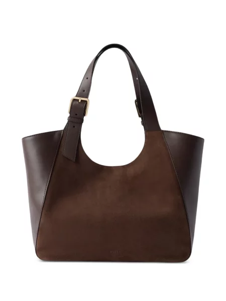 Geantă shopper Furla din piele de căprioară maro
