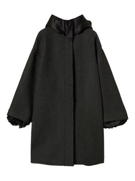 Palton Twinset cu glugă negru