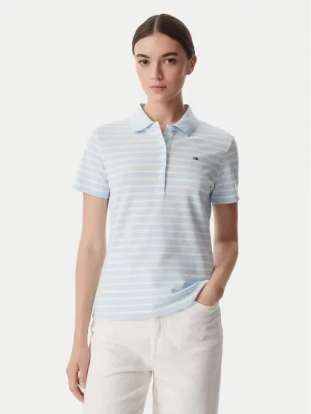 Tricou polo Tommy Jeans albastru