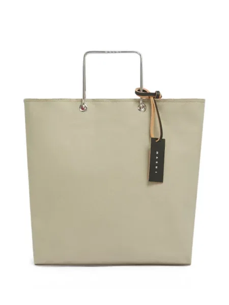 Geantă shopper Marni din canvas bej
