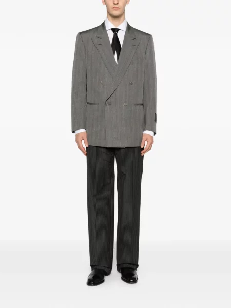 Pruhované dvouřadé sako Christian Dior Pre-owned šedé