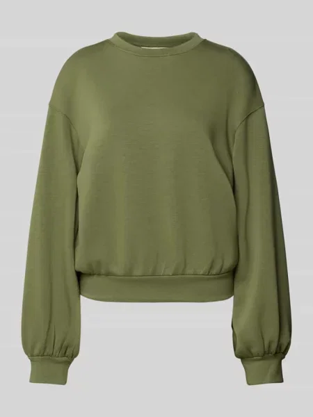 Bluza w kroju oversized z prążkowanymi wykończeniami Model Brionna' Msch Copenhagen oliwkowa