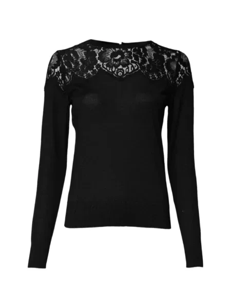 Pulover Dolce & Gabbana cu model floral din dantelă negru