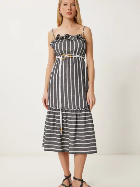 Happiness İstanbul Rochie gri metalic alb