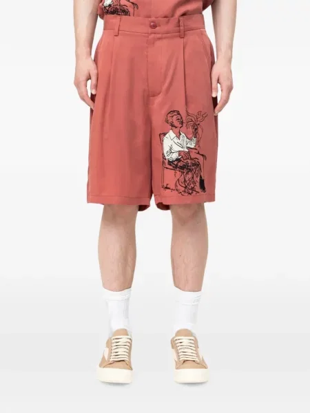 Pantaloni scurți Kidsuper cu broderie roșu