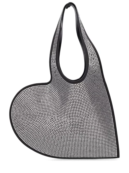 Τσάντα Coperni Crystal-Embellished Mini Heart Tote μαύρο