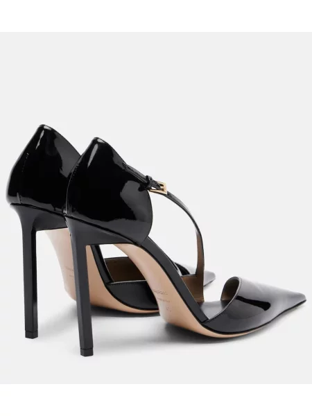 Pantofi cu toc Tom Ford din piele de lac negru