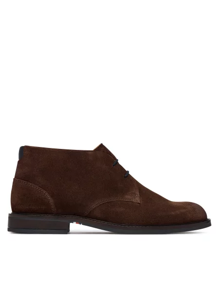 Botine Tommy Hilfiger din piele de căprioară maro