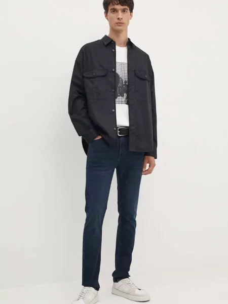 Košile Armani Exchange relaxed s klasickým límcem černá