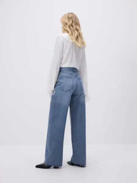 Reserved Джинси wide leg з прошиванням синій