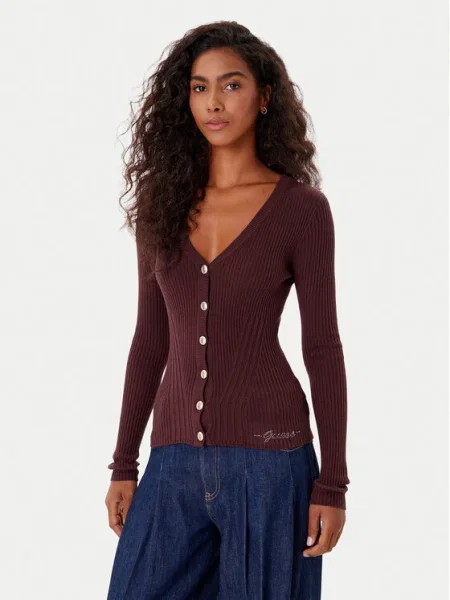 Guess Cardigan Vișiniu bordo