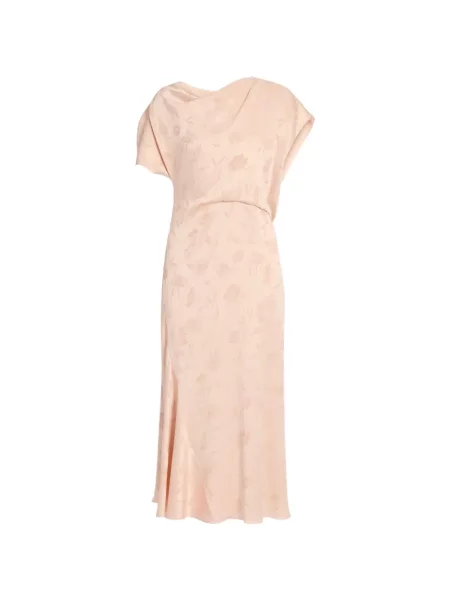 Rochie Erdem cu model floral din jacard roz