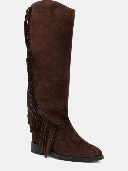Steve Madden cizme din piele întoarsă Nigella cu plat maro